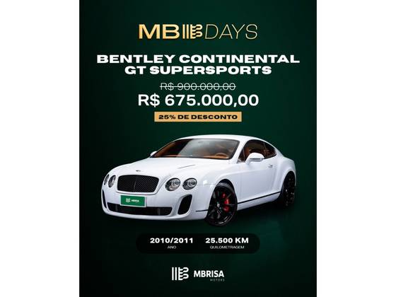 BENTLEY CONTINENTAL 6.0 W12 TURBO GASOLINA SUPERSPORTS AUTOMÁTICO BENTLEY CONTINENTAL 6.0 W12 TURBO GASOLINA SUPERSPORTS AUTOMÁTICO